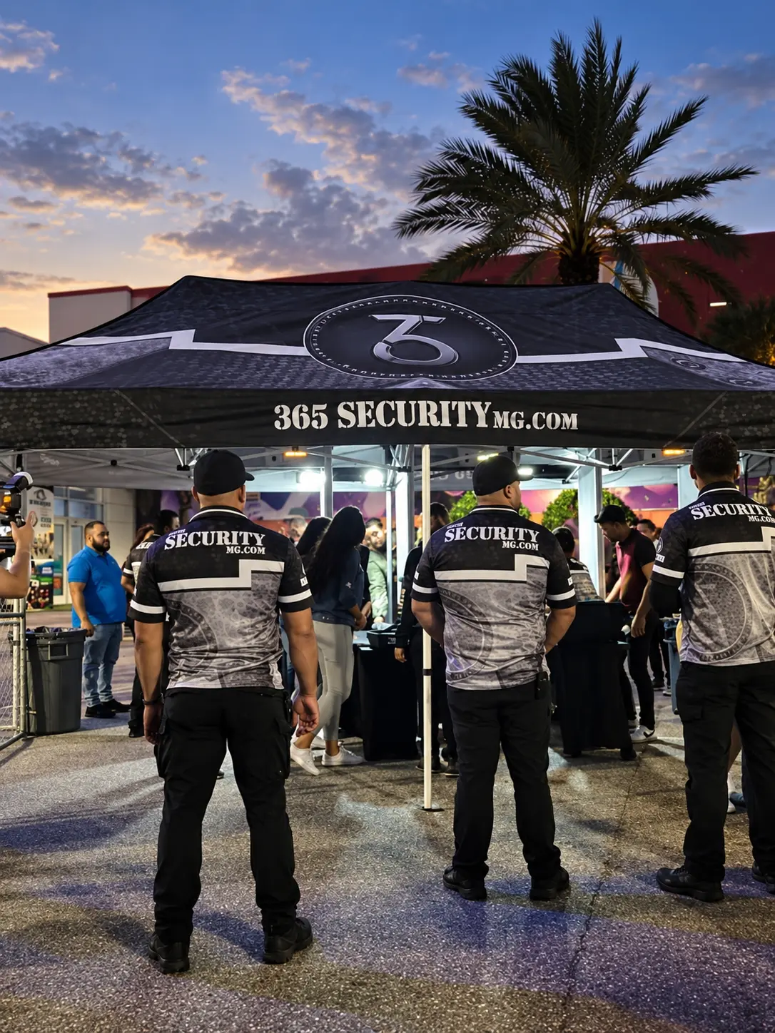Security checkpoint screening bags at the entrance of a festival and concert venue