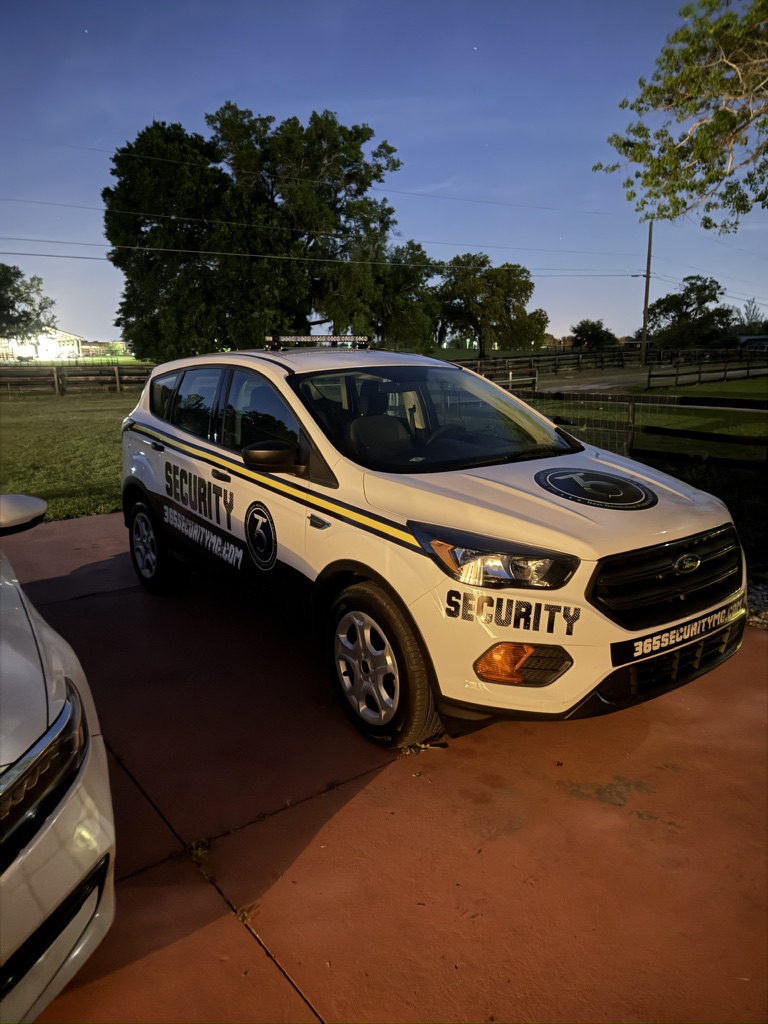 365 Security SUV on dusk patrol