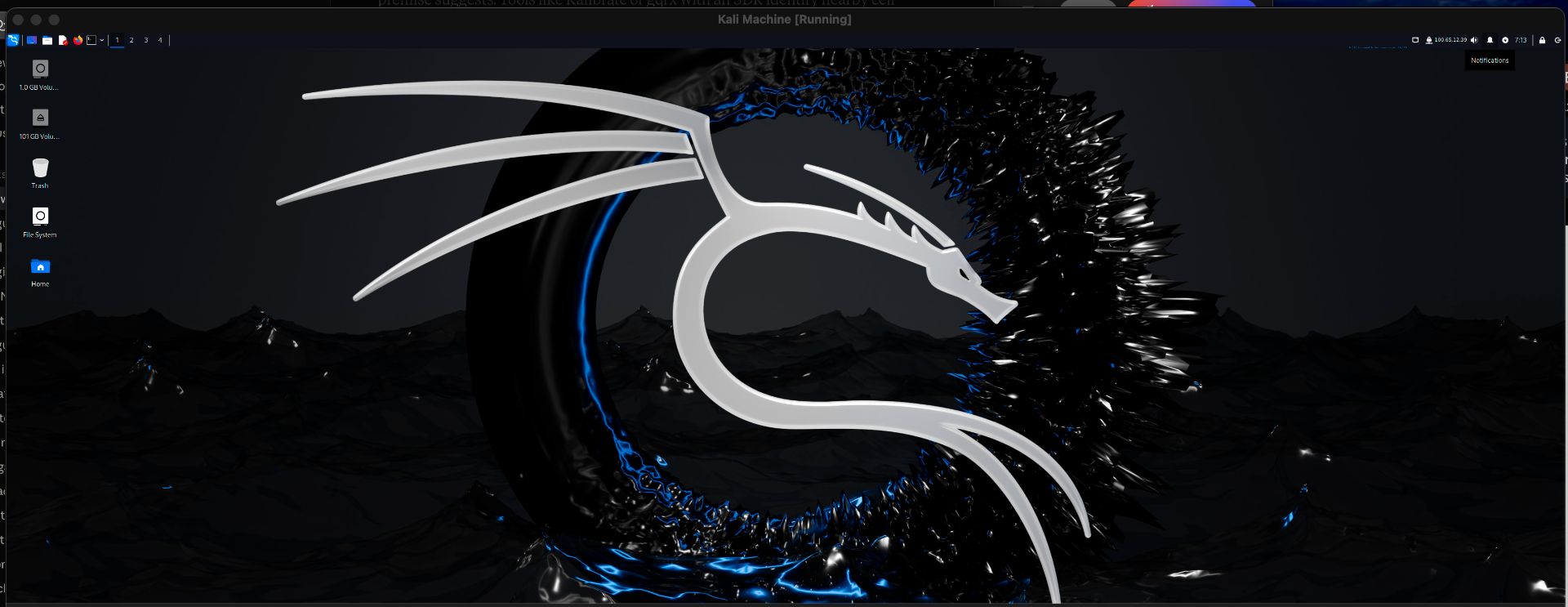 Kali Linux investigation workstation used for OSINT, reconnaissance and offensive security tooling