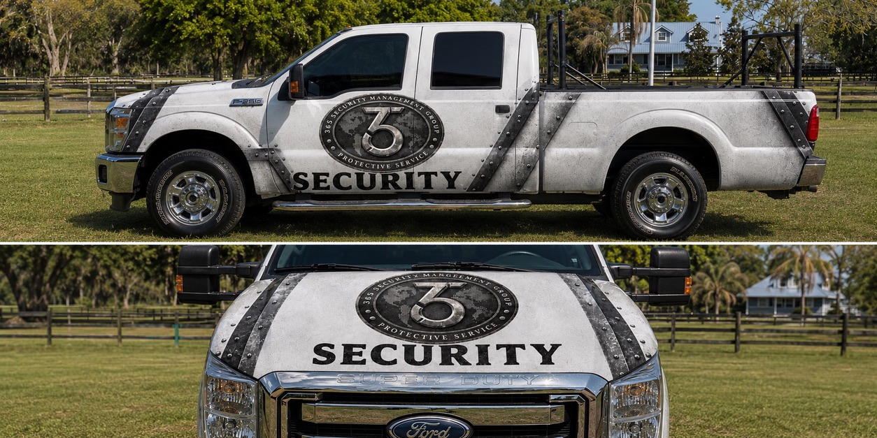 365 Security pickup truck branded wrap