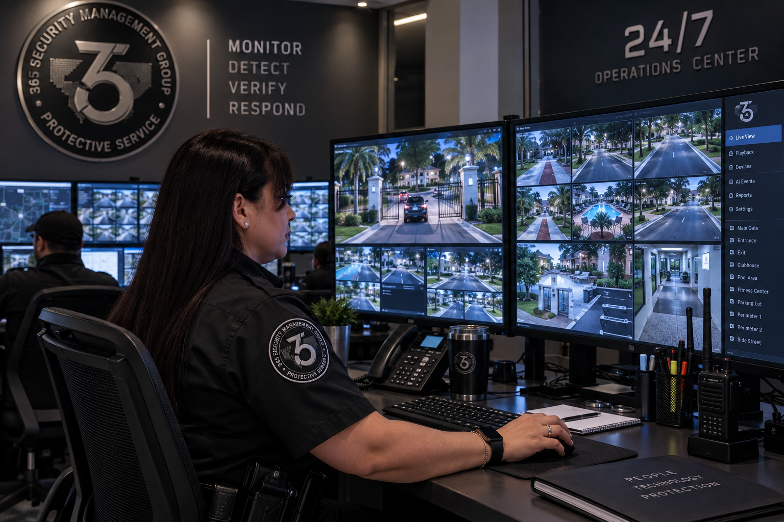 365 SMG virtual security operations center with AI-integrated camera feeds, 3D site mapping and threat analytics